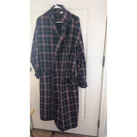 Brooks Brothers Other - Vintage Brooks Brothers Plaid Cotton Long Robe, Pockets & Interior Tie, No Belt